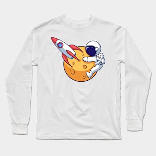 Astronaut Hugging the Moon Long Sleeve T-Shirt